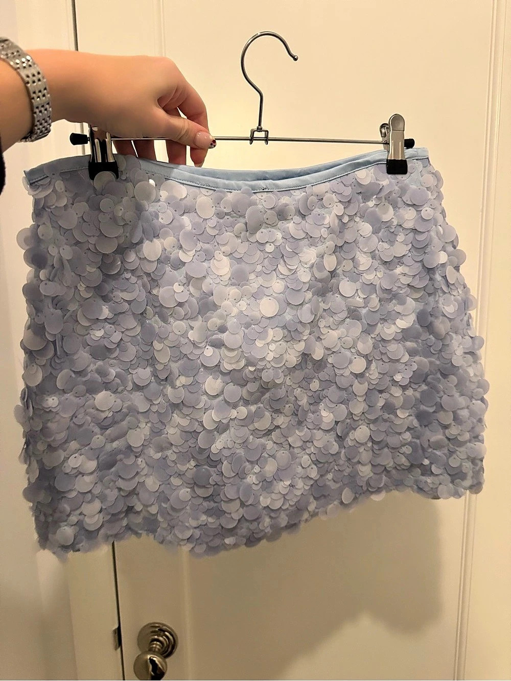 Zara Sequin Mini Skirt Blue Size Small
